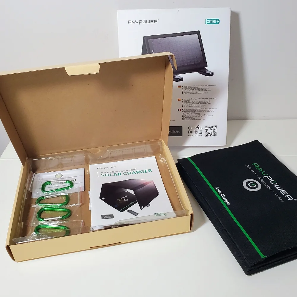 RAVPower 15W Foldable Solar Charger W/Dual USB Port - RP-SC02 - NWT